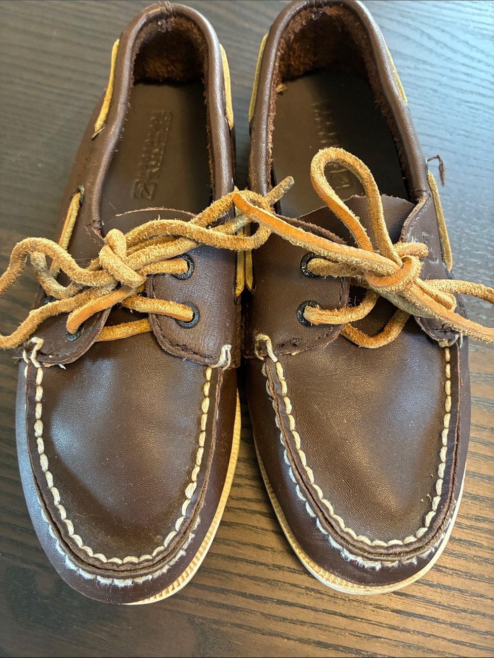 Sperry Dark Brown Leather Boat Shoes with Tan Laces - Picture 6 of 6